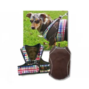 2 PC SET Step Easy Harness and Sweater Forest Plaid | 3 to 20 LBS