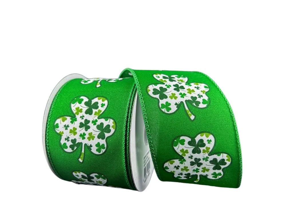 2.5" Shamrock Filled Ribbon - 10yds