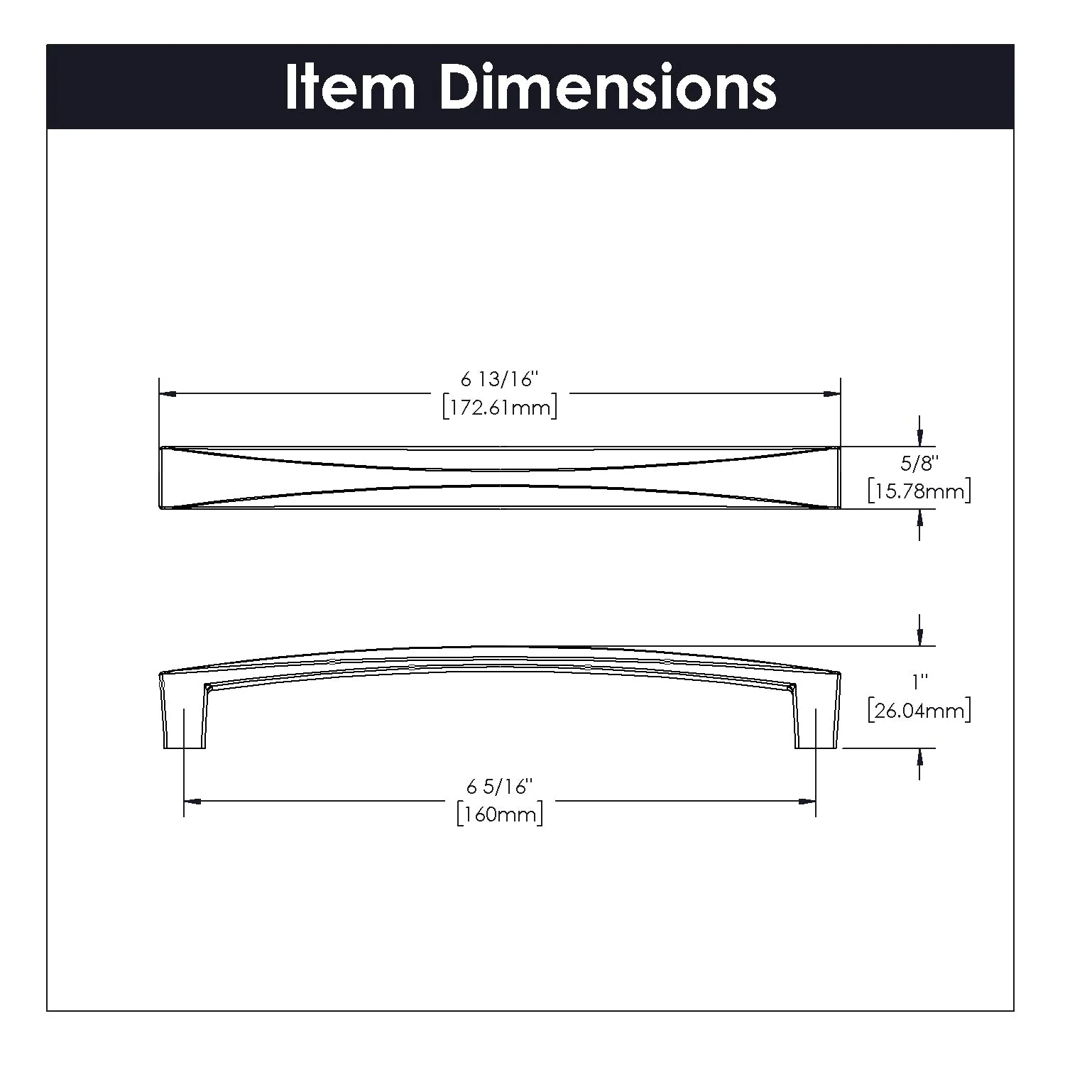 6-5/16 inch (160mm) Center to Center Crest Cabinet Pull