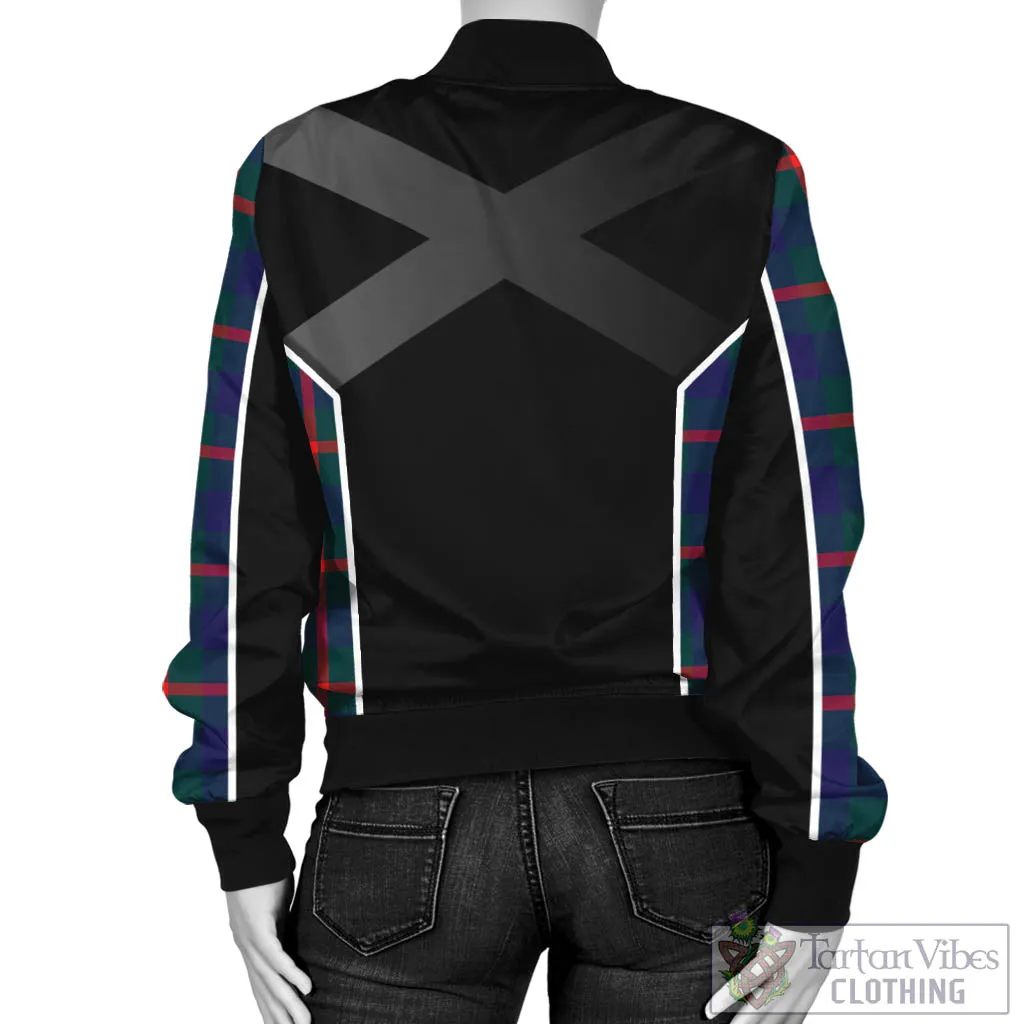 Agnew Tartan Bomber Jacket with Family Crest and Scottish Thistle Vibes Sport Style