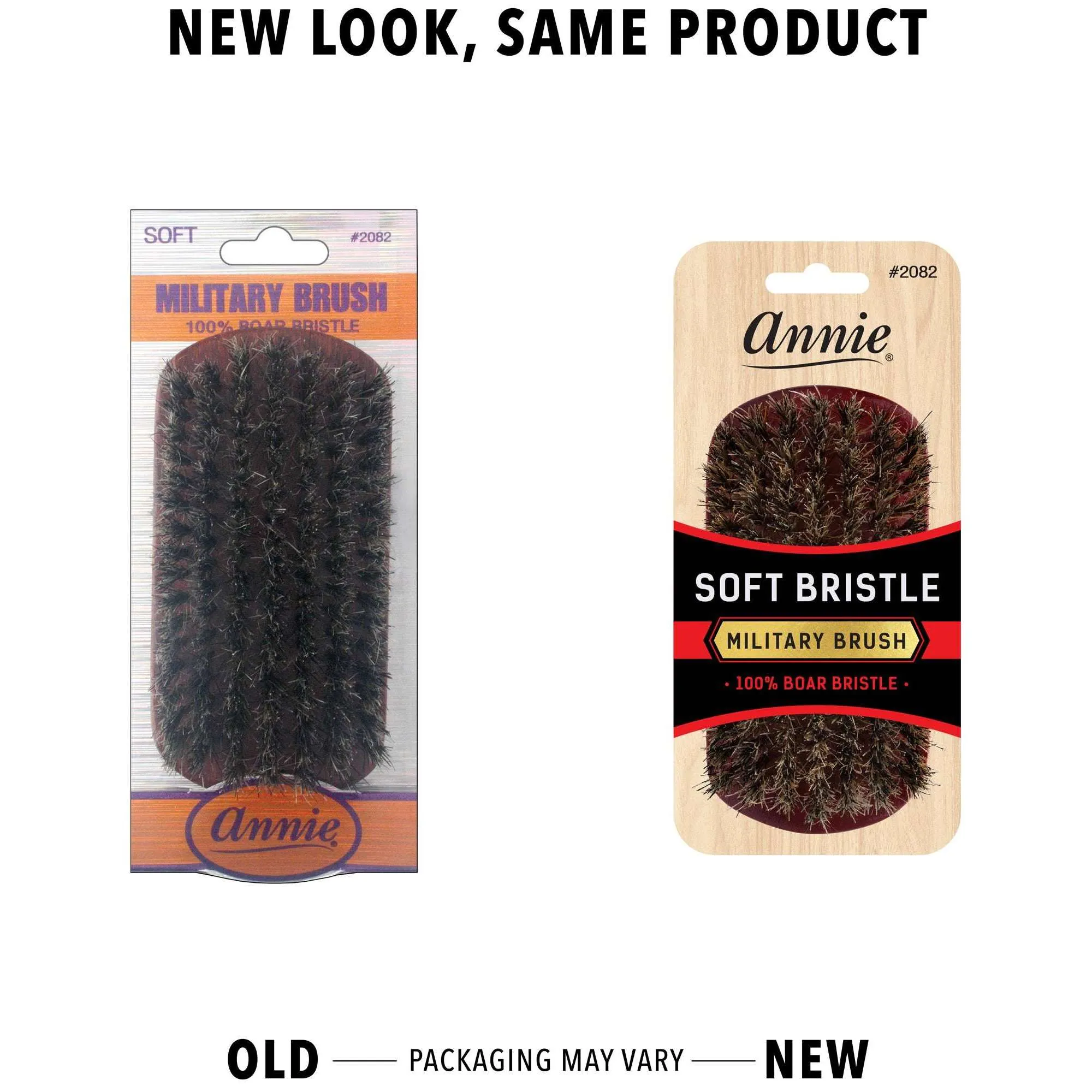 Annie Soft Military Brush 100% Pure Boar Bristles Dark Brown