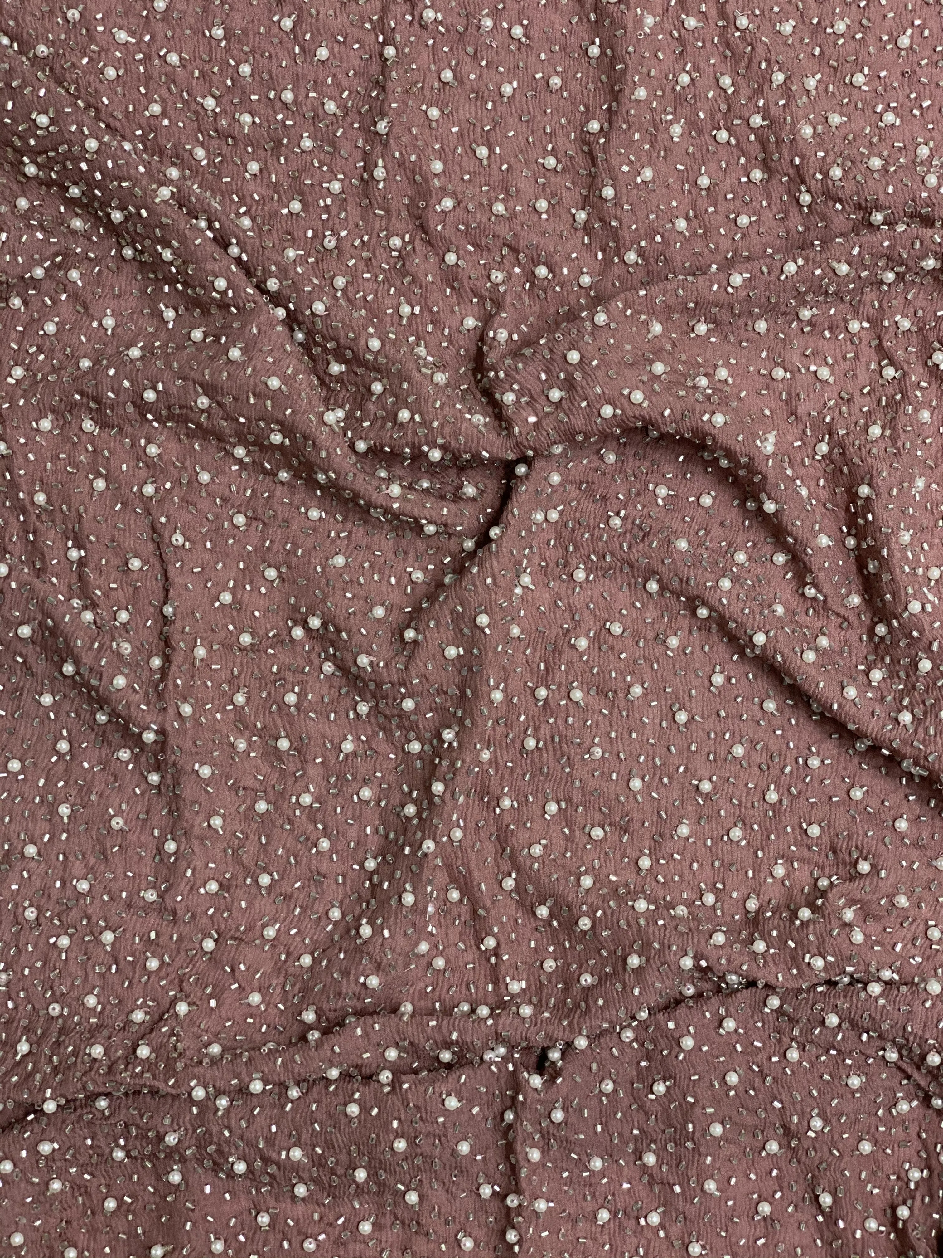 Ash Rose Sequin & Beads On Silk Chiffon JEC-011-30 Fabric