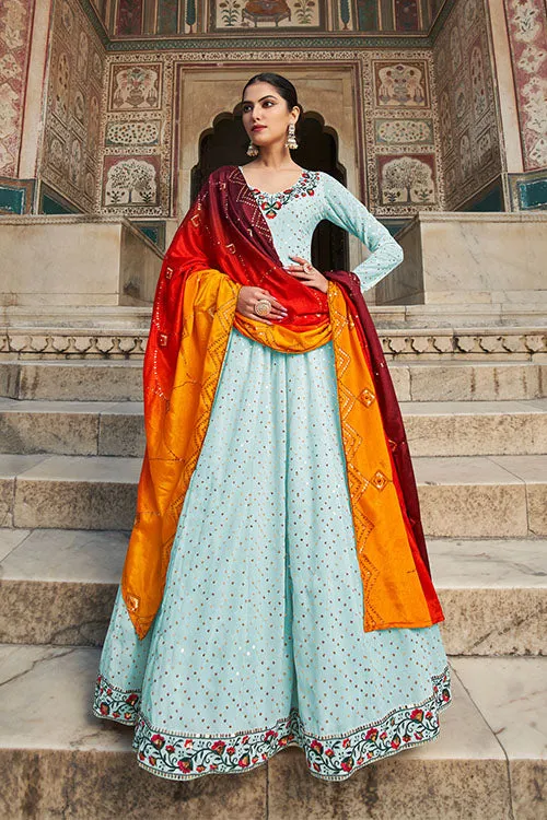 Beautiful Georgette Thread & Sequence Embroidered Work Gown