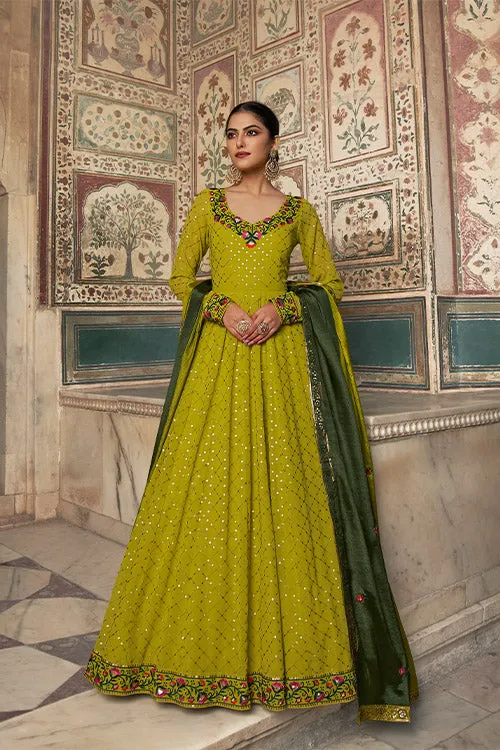 Beautiful Georgette Thread & Sequence Embroidered Work Gown