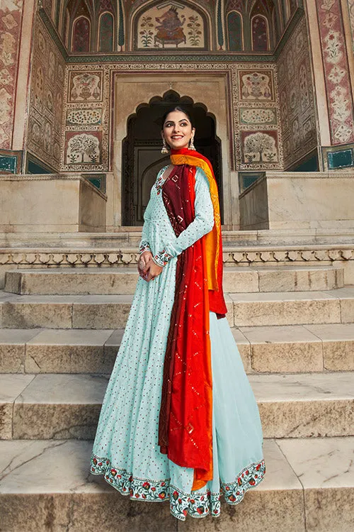 Beautiful Georgette Thread & Sequence Embroidered Work Gown