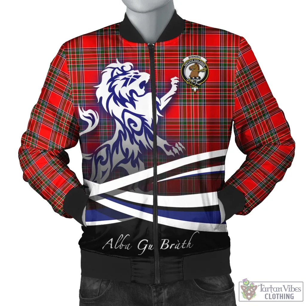 Binning Tartan Bomber Jacket with Alba Gu Brath Regal Lion Emblem