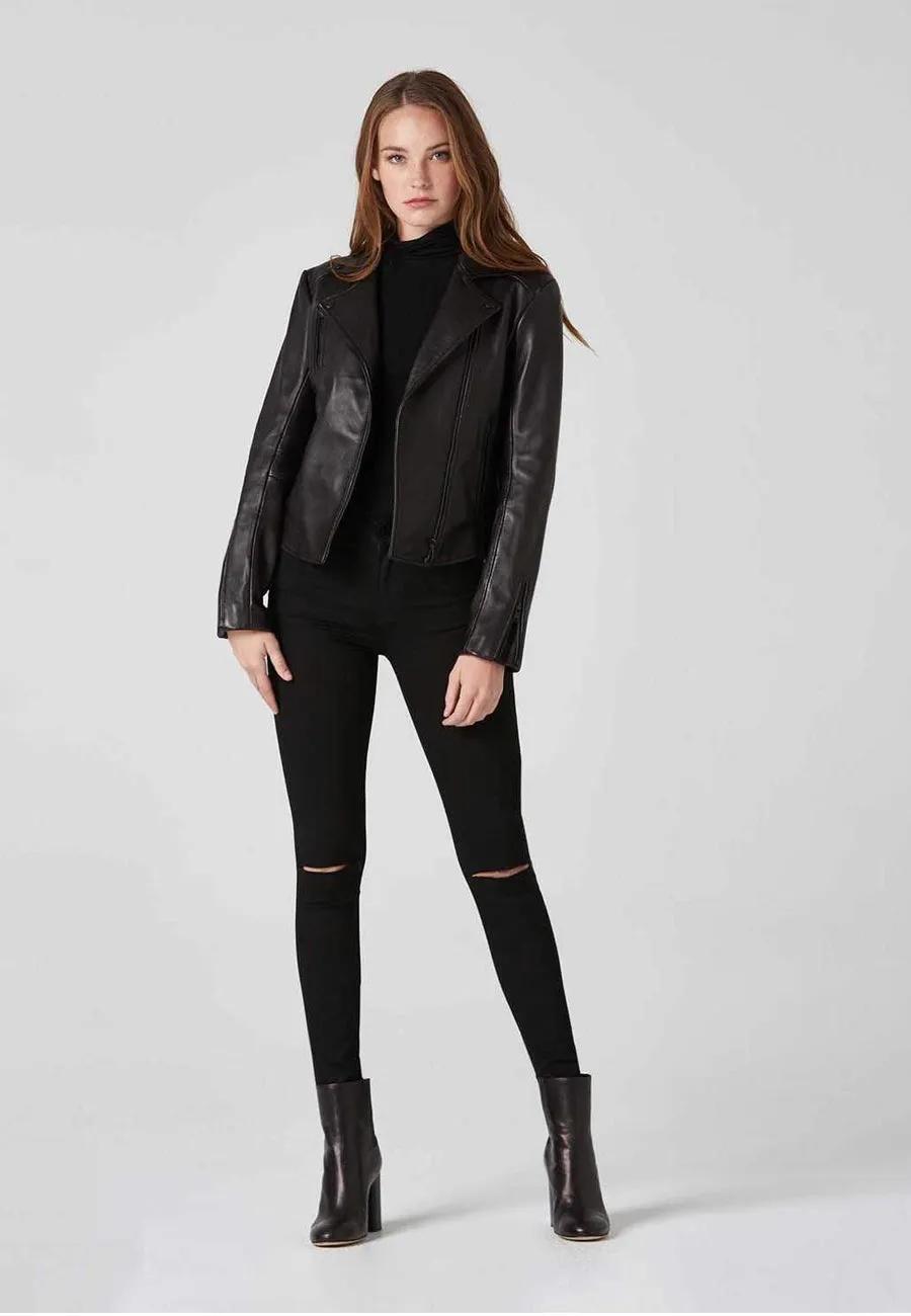 Black Leather Biker Jacket Female