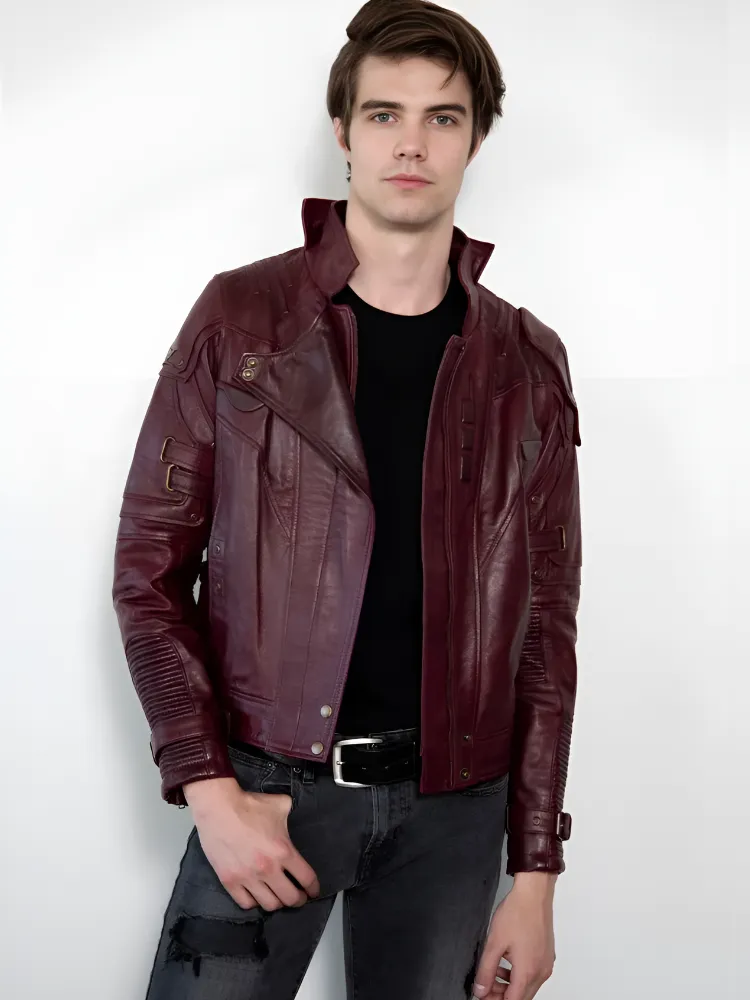 Black Short Collar Biker Genuine Sheepskin Leather Jacket