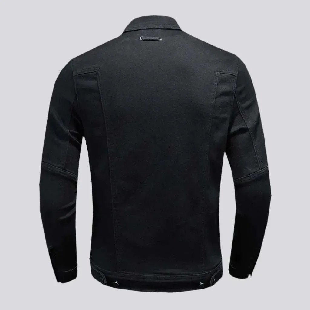 Black slim men's jean jacket