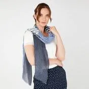 Blue Striped Colourblock Scarf