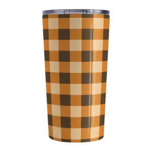 Brown and Orange Fall Buffalo Plaid Tumbler Cup