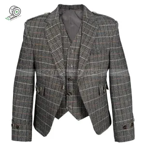 Brown Argyll Tweed Wool Jacket with Vest and Waistcoat