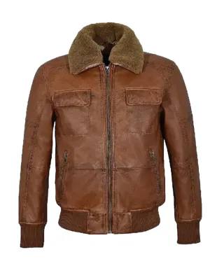 Brown Bomber Leather Jacket