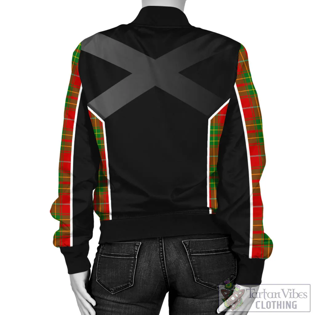 Burnett Tartan Bomber Jacket with Family Crest and Scottish Thistle Vibes Sport Style