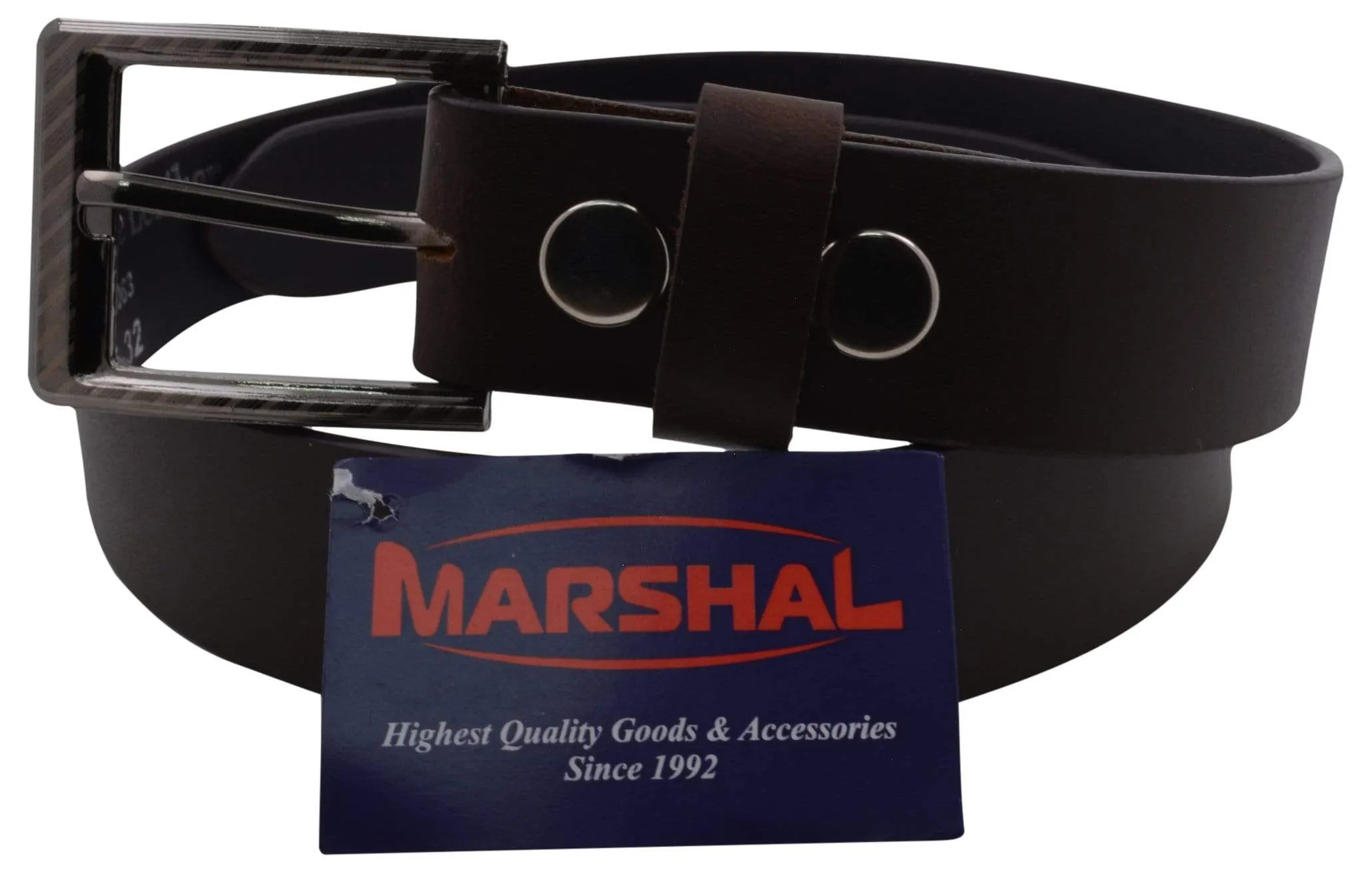 Casual Belt Men's 1.5" Wide Top Grain Genuine Leather Square Silver Buckle by Marshal