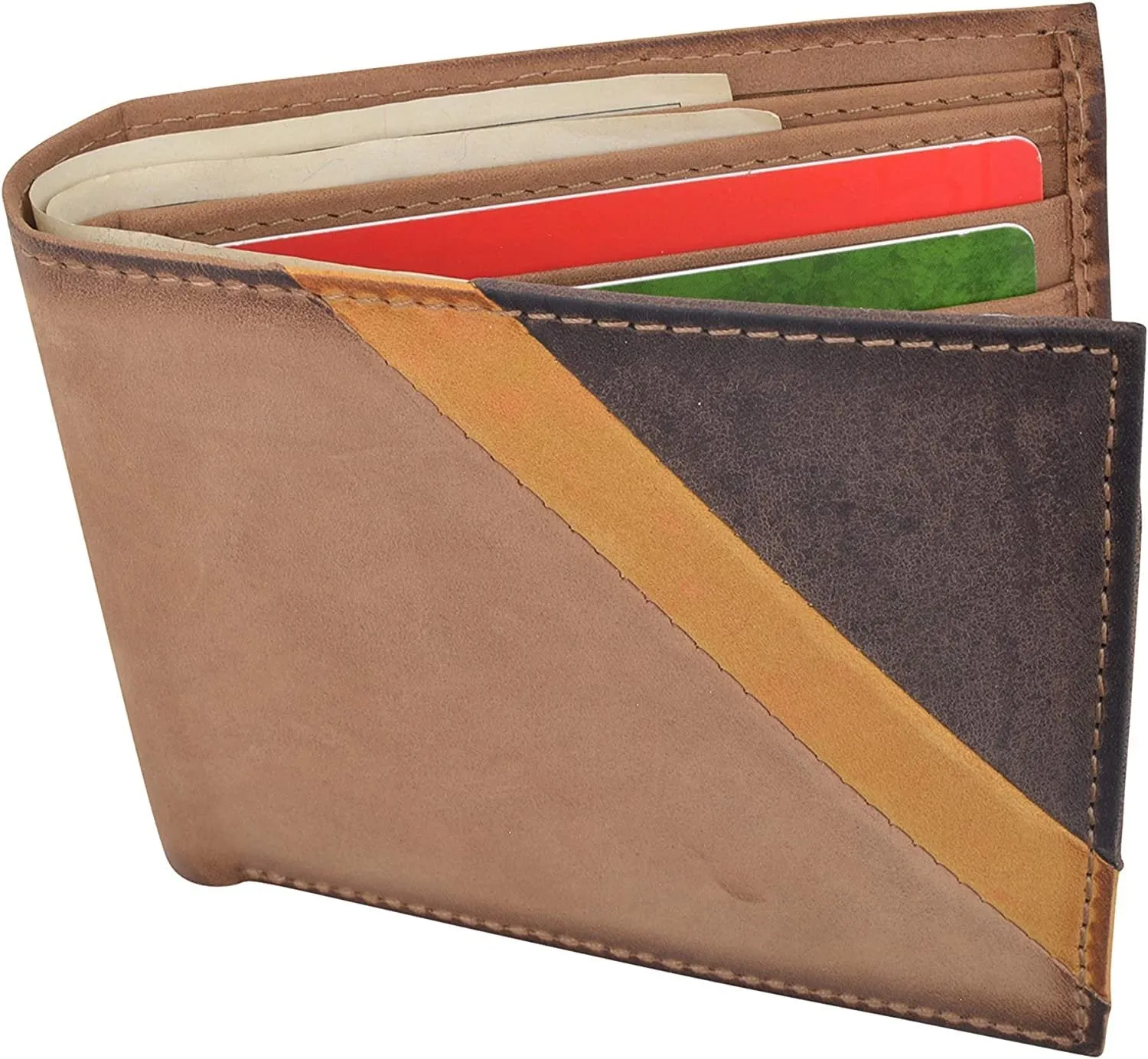 CAZORO Slim Wallet for Men Bifold Genuine Leather RFID Blocking Minimalist Stylish Front Pocket Mens Wallets (Camel)