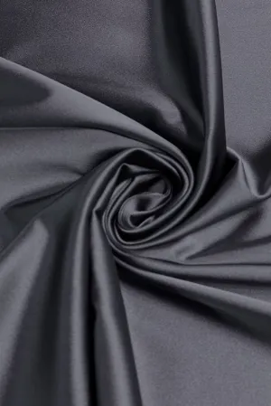 Charcoal Gray Italian Stretch Satin Fabric