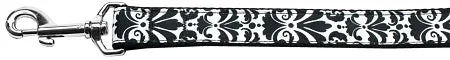 Damask Black Nylon Dog Leash 5-8 Inch Wide 4ft Long