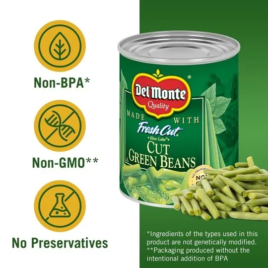 Del Monte Cut Green Beans, Canned Vegetables, 28 oz Can