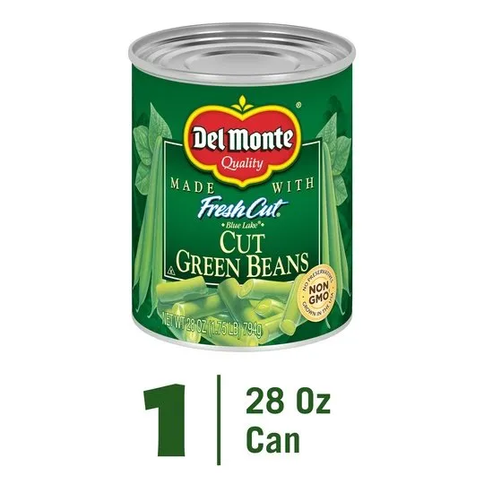 Del Monte Cut Green Beans, Canned Vegetables, 28 oz Can