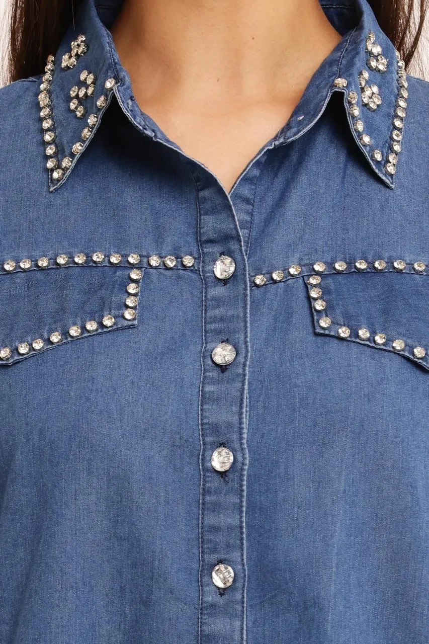 Denim cordset with studs detailing