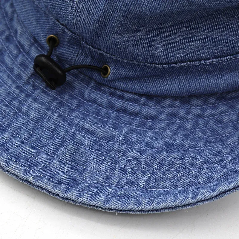 Denim Cowboy Bucket Hat with String Sun Hat