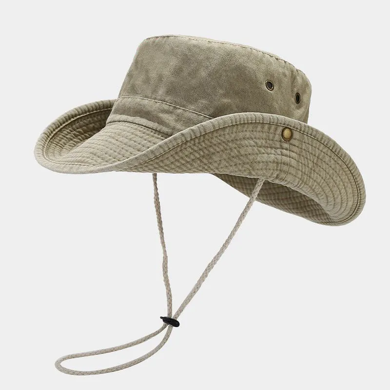 Denim Cowboy Bucket Hat with String Sun Hat