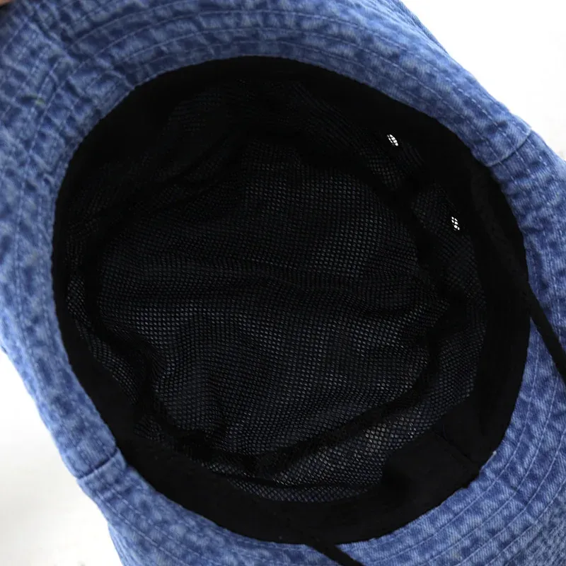 Denim Cowboy Bucket Hat with String Sun Hat