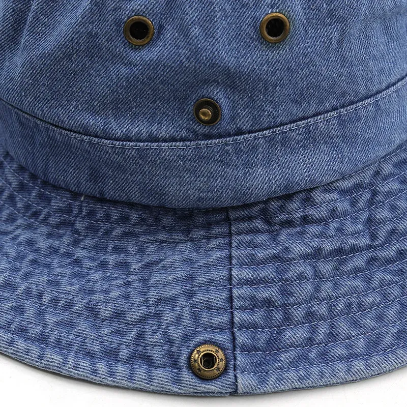 Denim Cowboy Bucket Hat with String Sun Hat