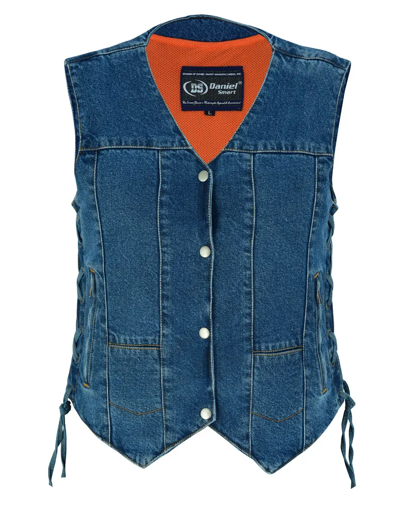 DM948 Women's 6 Pocket Denim Utility Vest - Blue