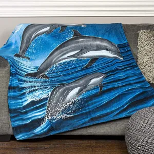 Dolphin Fleece Blanket For Bed, 75" X 90" Queen Size Dolphin Fleece Throw