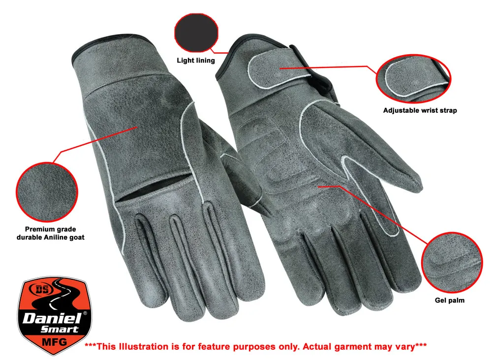 DS42V Men's Premium Gray Cruiser Motorcycle Glove