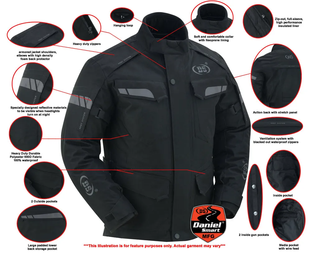 DS4615 Advance Touring Textile Motorcycle Jacket for Men - Black