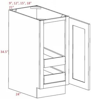 EB02-B21-POS2-FH Elegant Smokey Gray Assembled 21" Base Cabinet With Roll Outs