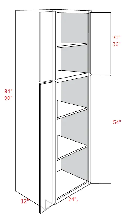 EB02-UC2412X90 Elegant Smokey Gray Assembled 24x90x12 Pantry Cabinet