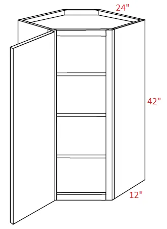 EB22-CW2442 Elegant Dove Assembled 24x42 Wall Diagonal Corner Cabinet