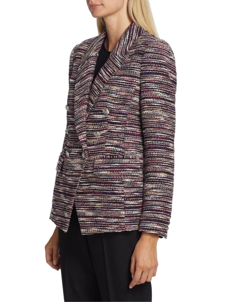 Elie Tahari Tweed Double Breasted Jacket, Brown Multi