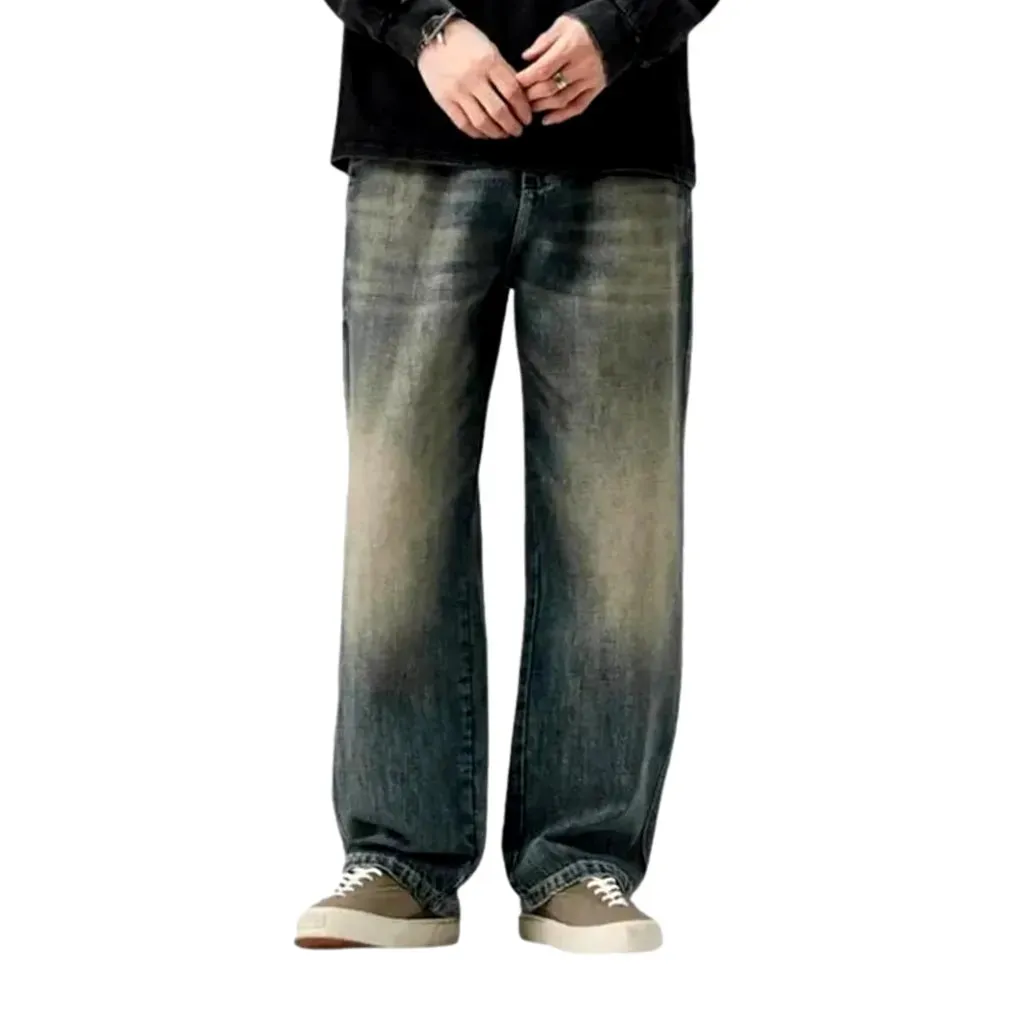 Fashionable baggy fit men's jeans