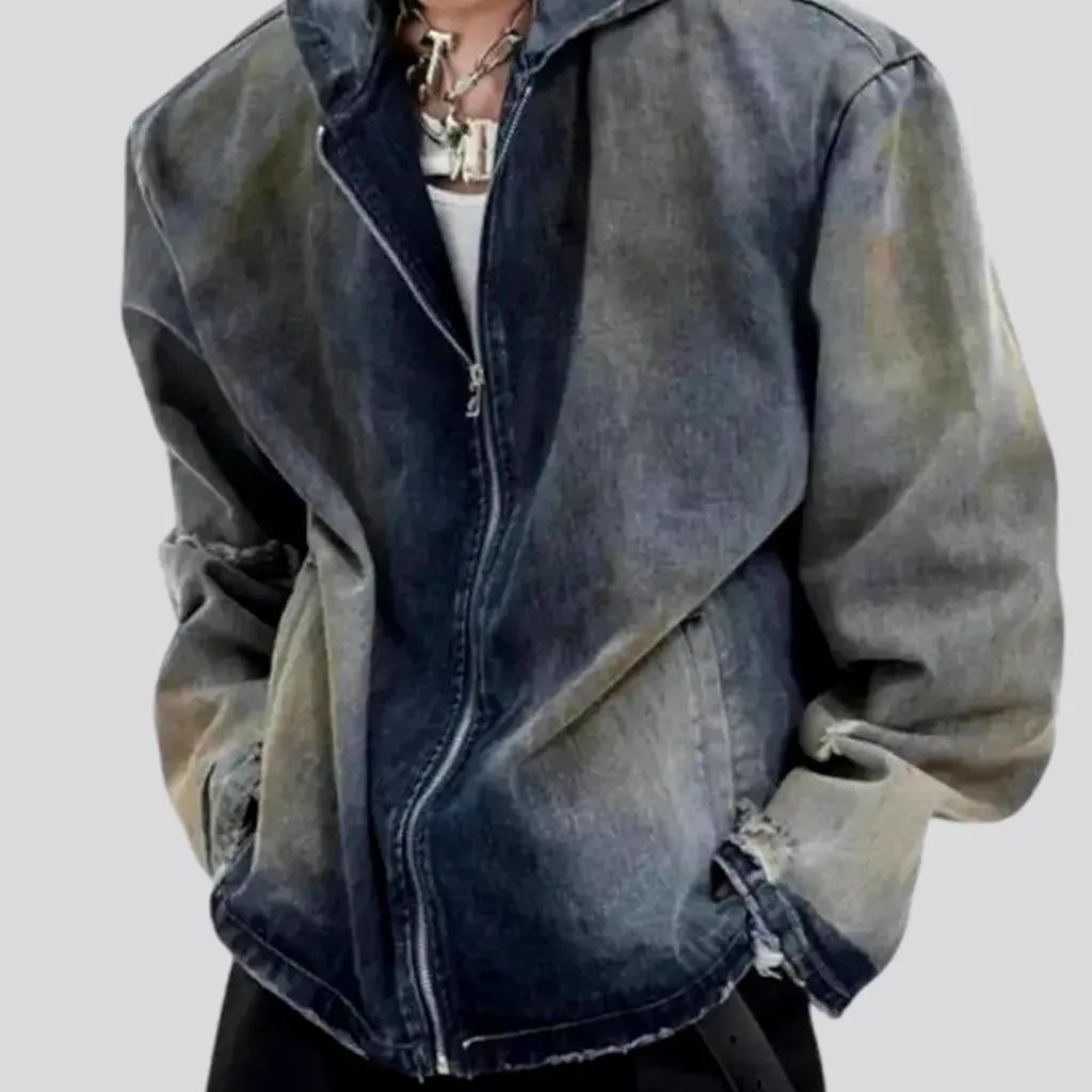 Fashionable grunge oversized men's denim jacket