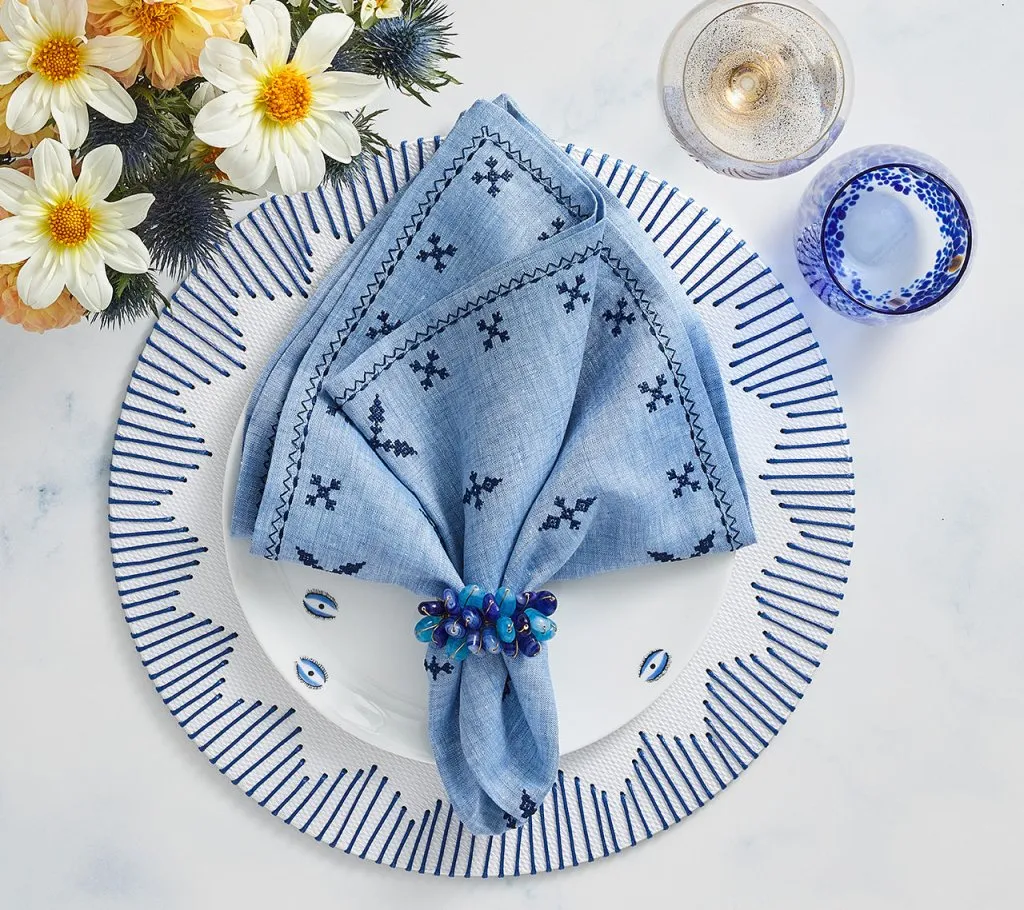 Fez Napkin in Periwinkle & Navy, Set of 4