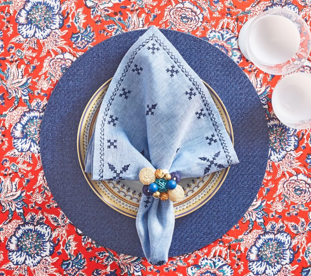 Fez Napkin in Periwinkle & Navy, Set of 4