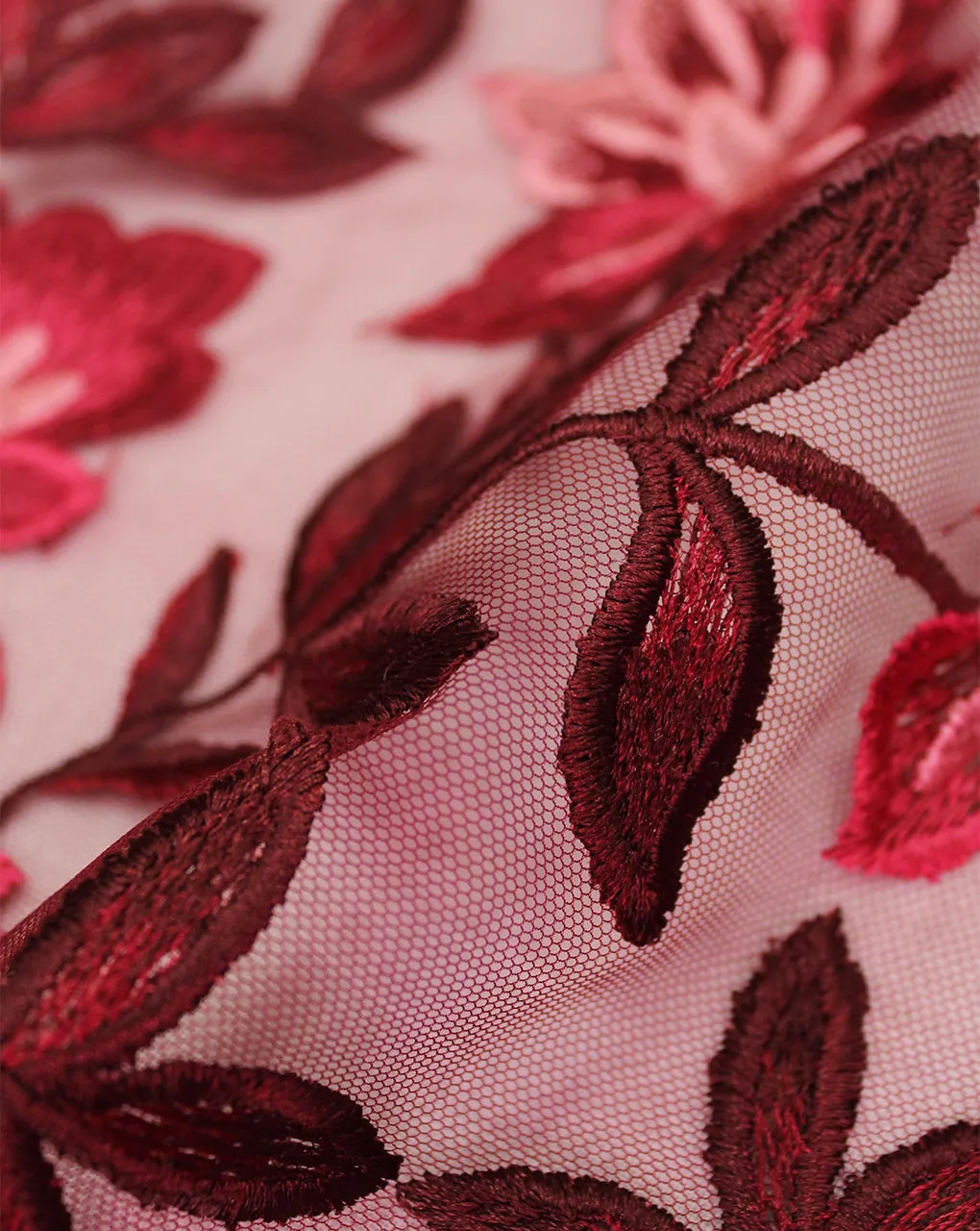 FLORAL POLYESTER EMBROIDERY DESIGNER NET FABRIC