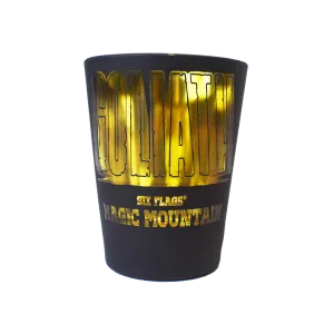 GOLIATH MATTE BLACK SHOT GLASS (SIX FLAGS MAGIC MOUNTAIN)