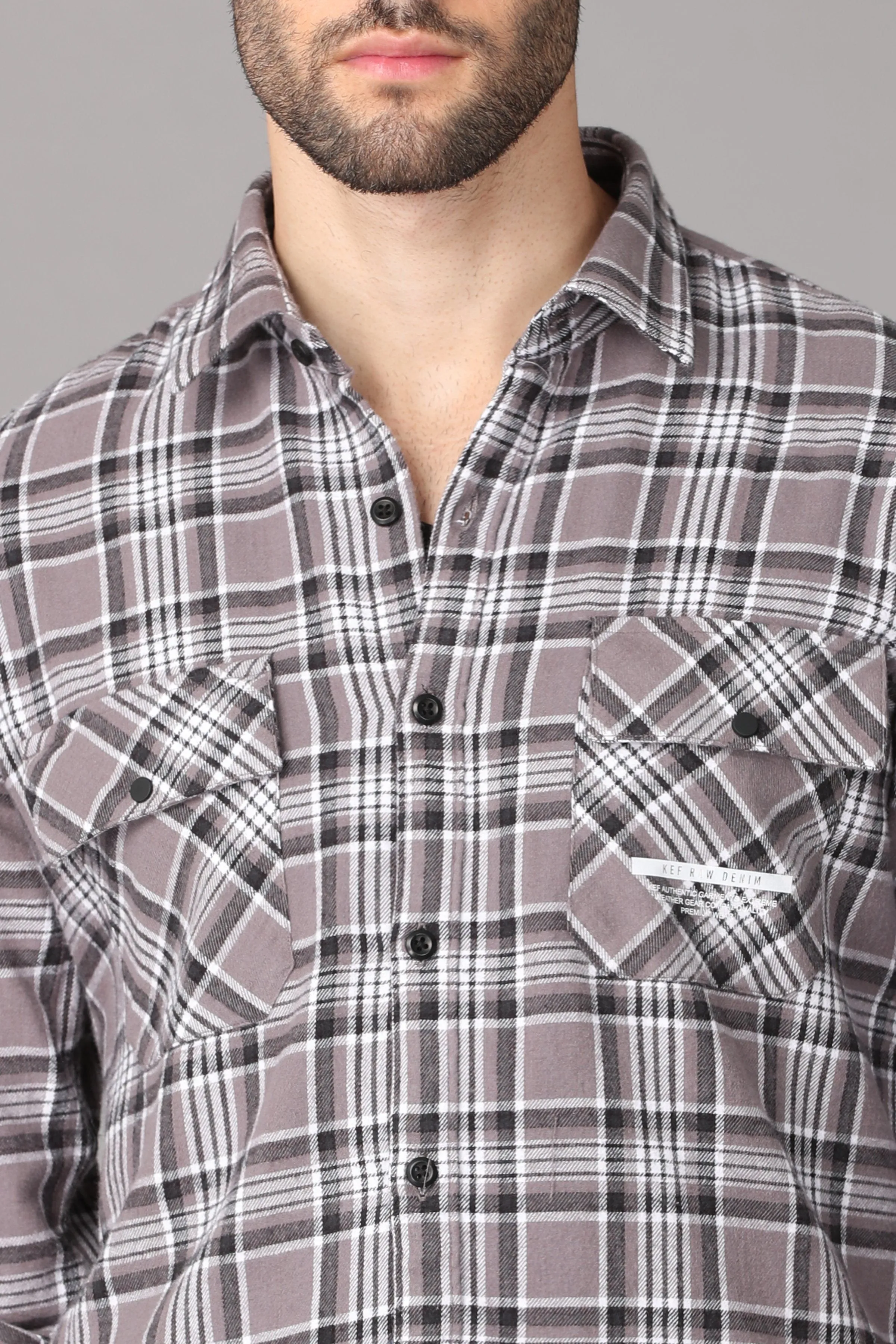 Grey Check Printed Shirt