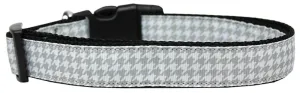 Grey Houndstooth Nylon Dog Collar Medium Narrow