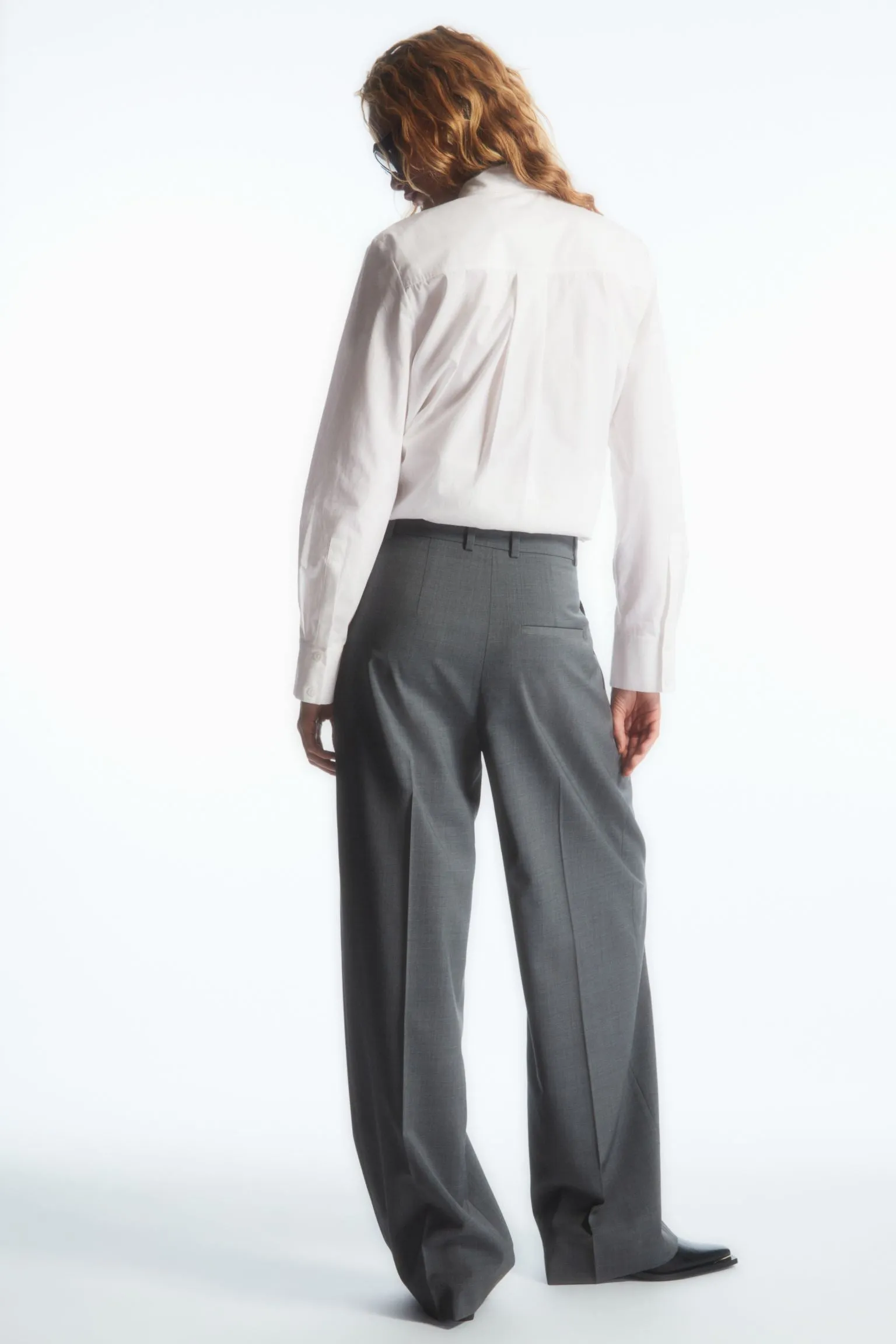 H&M Elegant Wool with Wide Leg Pants, gray