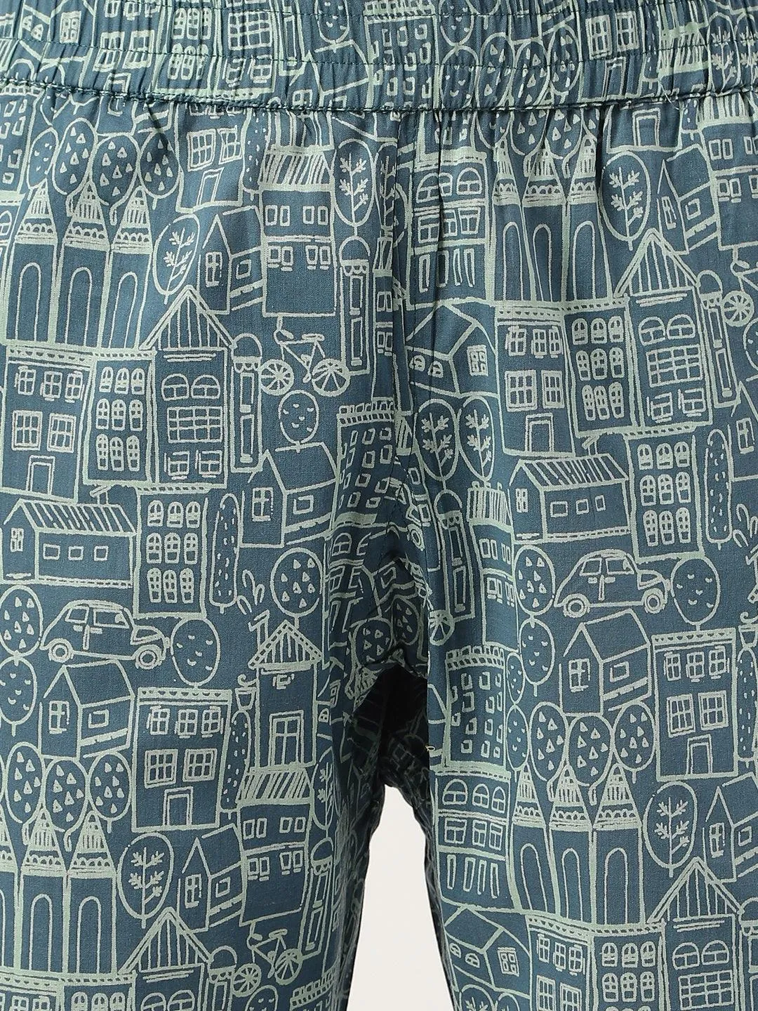 Jashvi Teal Blue Printed Loungewear/Nightwear