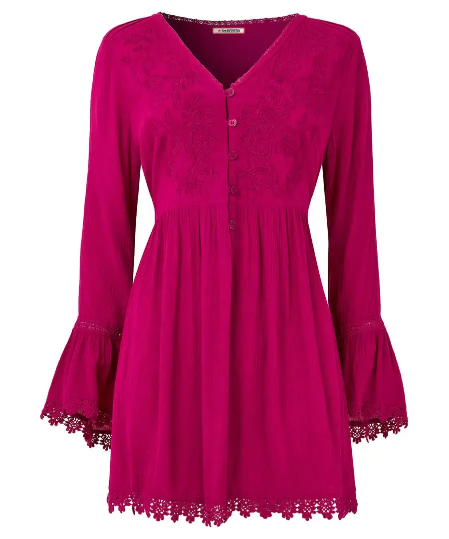 Joe Browns 14 Pink Ever So Pretty Embroidered Tunic