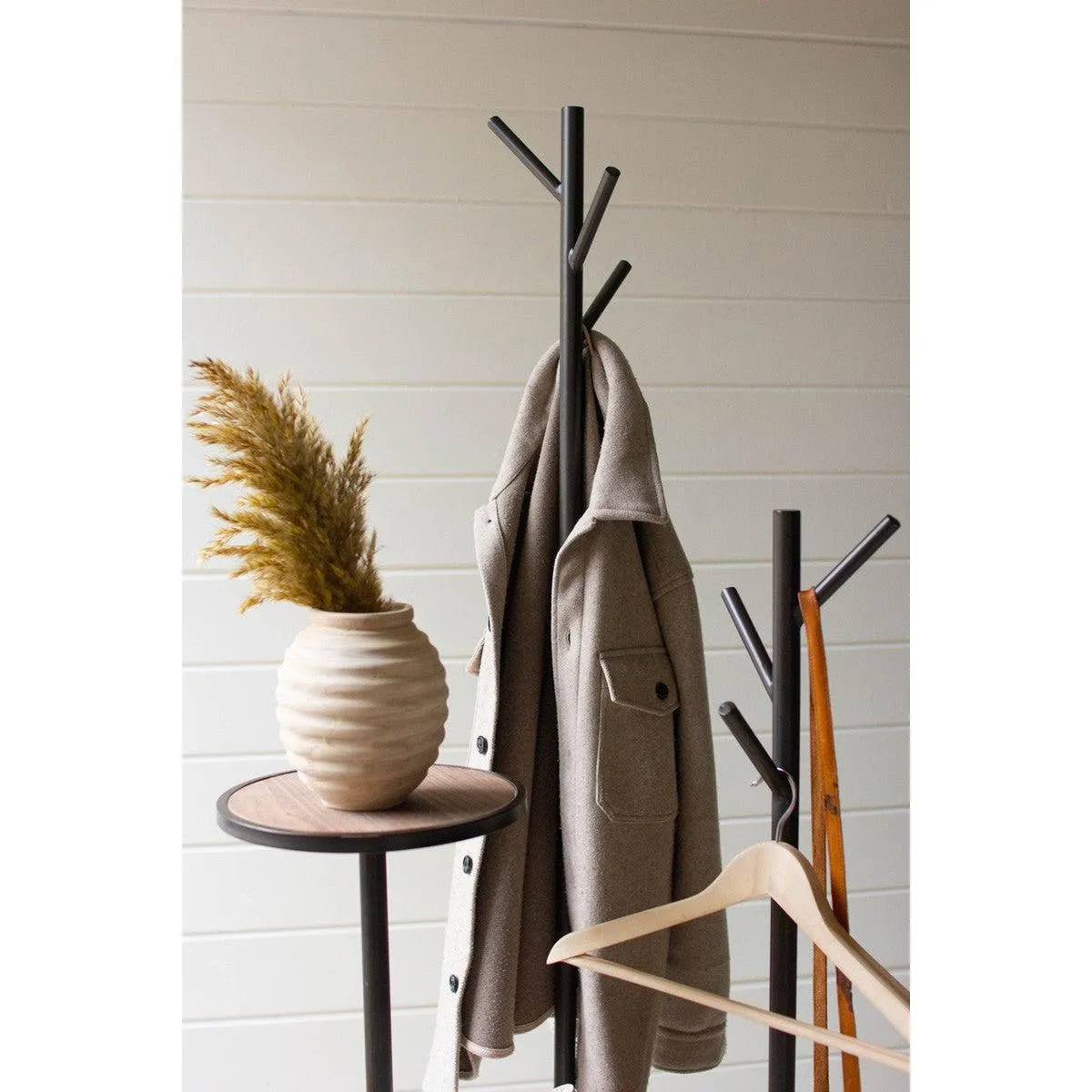 Kalalou - Metal And Wood Coat Rack With Round Shelves