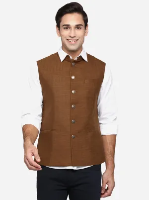 Khaki Brown Bandhgala Jacket | Greenfibre